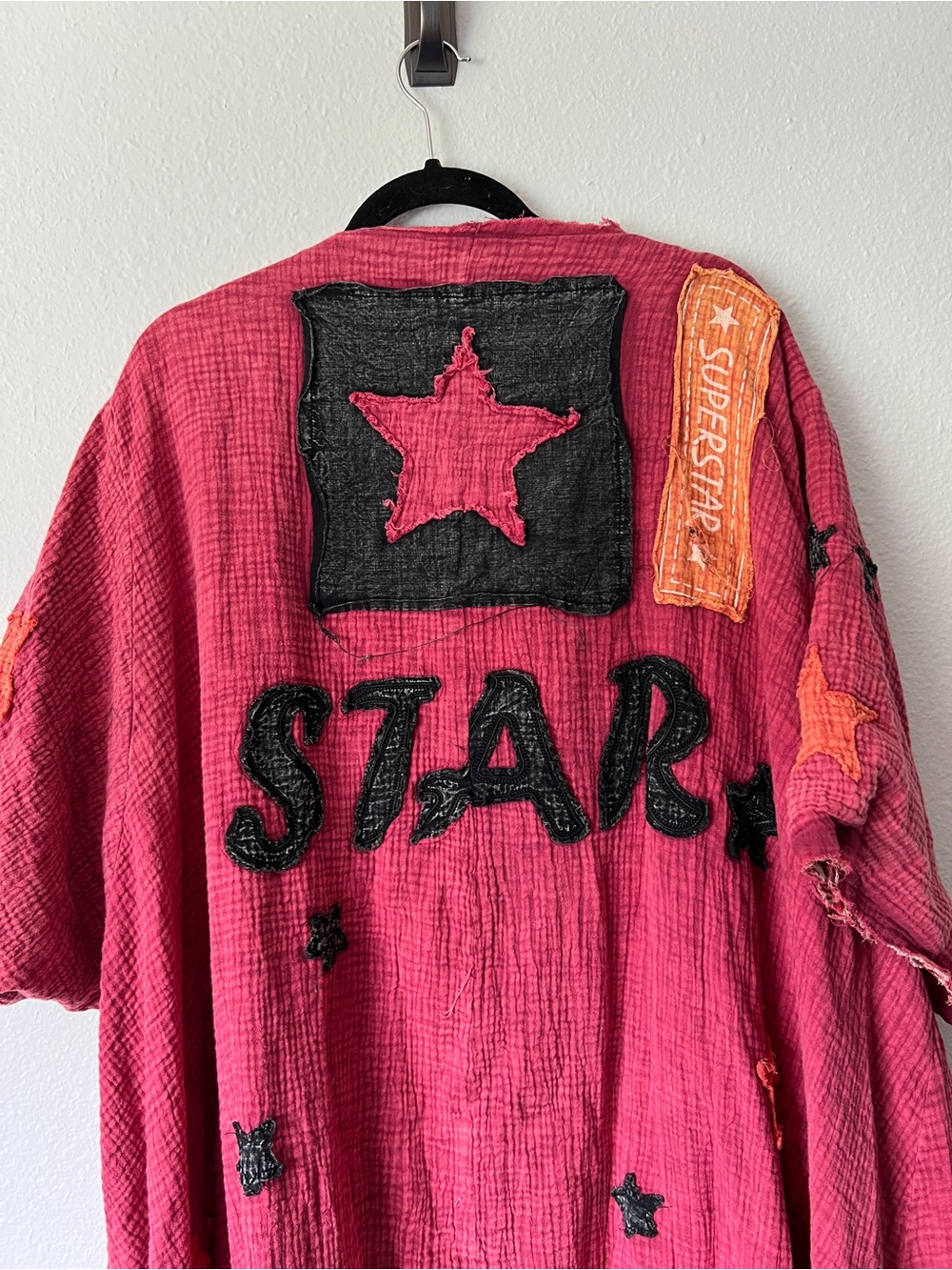 Oli & Hali Starry Night Kimono Duster Jacket Embroidered Stars OS - Picture 3 of 7